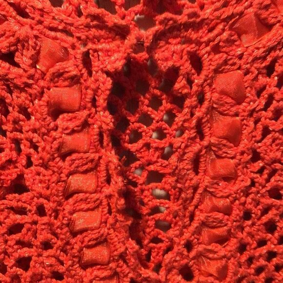 Draft Listing Jacket, crochet style with ribbon accents by David Brooks size med - Picture 2 of 6